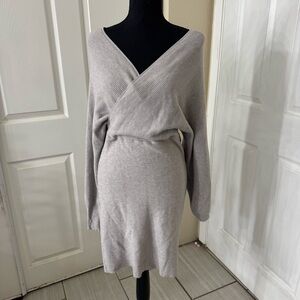 Papaya - Gray Knit Wrap Dress - L
